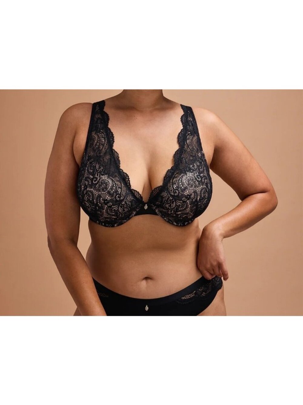 ThirdLove 24/7 Lace Contour Plunge Black Underwire Bra Women's Women's Size 38D